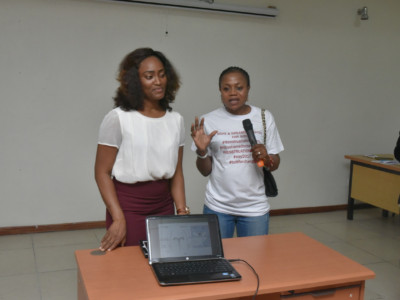 Founder of Hopes and Dreams Initiatives during discussion session with Dr Imeraye Eloho of Lily Hospital Warri